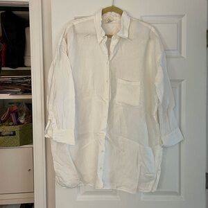Deiji Studios White Linen Mini Shirtdress Size S/M